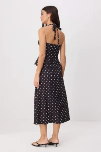 TRENDYOLMİLLA Black-WHITE Puantiye Sleeveless Blouse Midi Skirt Weaving Bottom&Top Bottom - Top Set - Image 4