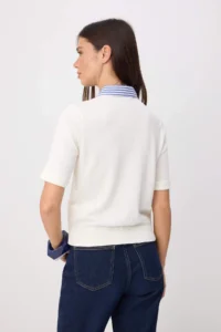 TRENDYOLMİLLA Ecru Limited Edition Shirt Collar Garnili Color Bloklu Thin Blouse - Image 4