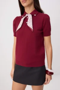TRENDYOLMİLLA Burgundy Scarf Detailed Premium Yarn/ Special Yarn Knitwear Blouse - Image 3