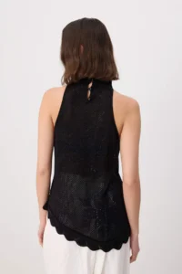 TRENDYOLMİLLA Black Cellular Barbell Collar Knitwear Thin Knitwear Blouse - Image 4