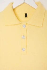 TRENDYOLMİLLA Yellow Polo Shirt Collar Soft textured Stone Button Detailed Knitwear Blouse - Image 7