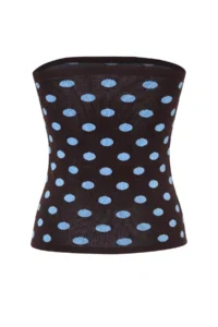 TRENDYOLMİLLA Brown Strapless Polka Dot Knitwear Blouse - Image 6