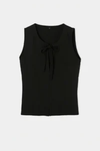 TRENDYOLMİLLA Black Fitted Keyhole Collar Sleeveless interlock Knitting Blouse - Image 5