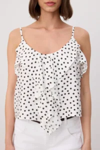 TRENDYOLMİLLA WHITE Puantiye Patterned Weaving Blouse - Image 3