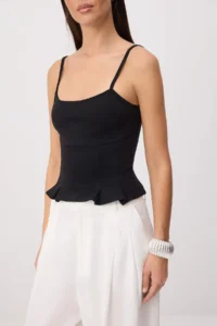 TRENDYOLMİLLA Black Fitted Square Neck Thin Sleeveless Sleeveless Soft Knitting Blouse - Image 3