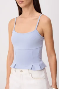 TRENDYOLMİLLA Light/Bebe Blue Fitted Square Neck Sleeveless Soft Knitting Blouse - Image 3