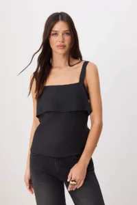 TRENDYOLMİLLA Black 100% Linen Back Binding Detailed Blouse