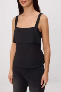 TRENDYOLMİLLA Black 100% Linen Back Binding Detailed Blouse - Image 3
