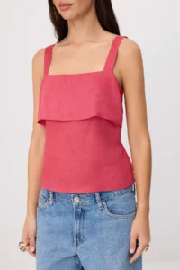 TRENDYOLMİLLA Brick Red 100% Linen Back Binding Detailed Blouse - Image 3