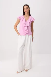 TRENDYOLMİLLA Light Pink Ruffle Detailed Weaving Blouse