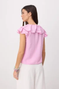 TRENDYOLMİLLA Light Pink Ruffle Detailed Weaving Blouse - Image 4
