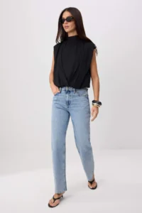 TRENDYOLMİLLA Black Regular/Normal Pattern Dog collar Sleeveless Shirred Tulle Knitting Blouse - Image 2