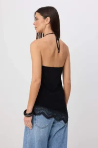 TRENDYOLMİLLA Black Regular/Normal Pattern Barbell Neck Accessory Detailed Flexible Knitting Blouse - Image 4