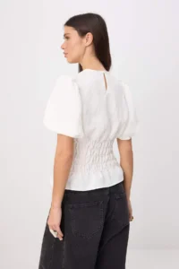 TRENDYOLMİLLA WHITE Gipelli Balloon Sleeve Fitted Weaving Blouse - Image 4