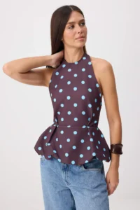 TRENDYOLMİLLA Brown Polka Dot Blouse - Image 2