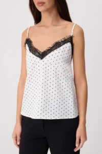 TRENDYOLMİLLA WHITE Satin Polka Dot Lace Blouse - Image 3