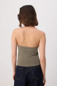 TRENDYOLMİLLA Khaki Plain Fitted Barbell Neck Cowl Neck Knitting Blouse - Image 4