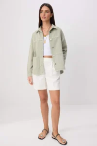 TRENDYOLMİLLA MINT Shirt Collar Oversized DENIM Jacket