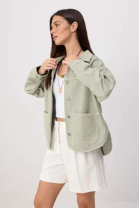 TRENDYOLMİLLA MINT Shirt Collar Oversized DENIM Jacket - Image 2