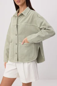 TRENDYOLMİLLA MINT Shirt Collar Oversized DENIM Jacket - Image 3