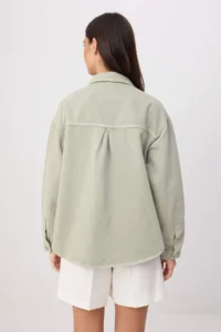 TRENDYOLMİLLA MINT Shirt Collar Oversized DENIM Jacket - Image 4