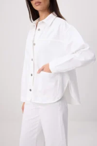 TRENDYOLMİLLA WHITE Shirt Collar Oversized DENIM Jacket - Image 3
