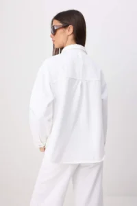 TRENDYOLMİLLA WHITE Shirt Collar Oversized DENIM Jacket - Image 4