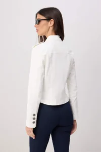 TRENDYOLMİLLA WHITE Button Detailed Napoleon DENIM Jacket - Image 4