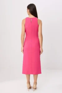 TRENDYOLMİLLA Fuchsia Button Detailed Midi Sleeveless Weaving Dress - Image 4