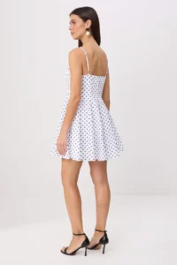 TRENDYOLMİLLA Navy Blue-Multicolored Polka Dot Short / Mini Weaving Dress - Image 4
