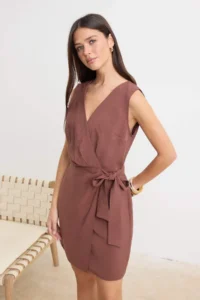 TRENDYOLMİLLA More Sustainable Brown Midi Weaving Dress - Image 2