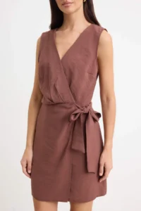 TRENDYOLMİLLA More Sustainable Brown Midi Weaving Dress - Image 3