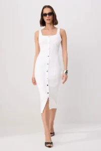 TRENDYOLMİLLA Ecru Button Detailed Medium Flexible Midi DENIM Dress - Image 2