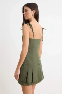 TRENDYOLMİLLA Khaki Plain Short / Mini Weaving Dress - Image 4