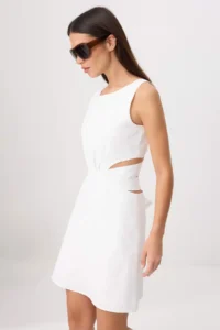 TRENDYOLMİLLA WHITE Binding Detailed Mini Weaving Dress - Image 2