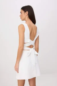 TRENDYOLMİLLA WHITE Binding Detailed Mini Weaving Dress - Image 4