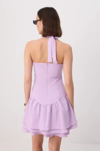 TRENDYOLMİLLA Lilac with flywheel Frilly Poplin Short / Mini Weaving Dress - Image 4