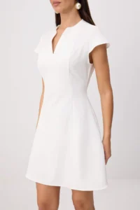 TRENDYOLMİLLA WHITE A Cut Short / Mini Weaving Dress - Image 3