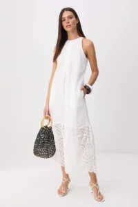 TRENDYOLMİLLA WHITE Skirt Ucu embroidery Detailed Maxi Weaving Dress