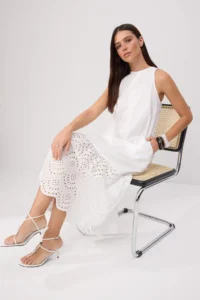 TRENDYOLMİLLA WHITE Skirt Ucu embroidery Detailed Maxi Weaving Dress - Image 2