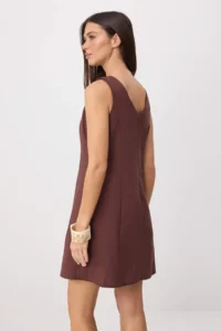 TRENDYOLMİLLA Brown Accessory Detailed Short / Mini Weaving Dress - Image 4