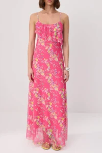 TRENDYOLMİLLA Fuchsia Printed A-Pattern/Life Form Thin Sleeveless with flywheel/Frilly Maxi Knitting Dress - Image 3