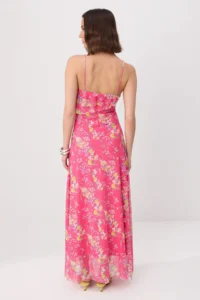 TRENDYOLMİLLA Fuchsia Printed A-Pattern/Life Form Thin Sleeveless with flywheel/Frilly Maxi Knitting Dress - Image 4