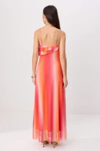 TRENDYOLMİLLA Orange Printed A-Pattern/Life Form Thin Sleeveless with flywheel/Frilly Maxi Knitting Dress - Image 4