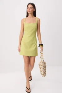 TRENDYOLMİLLA Oil Green Sleeveless Short / Mini Weaving Dress - Image 2