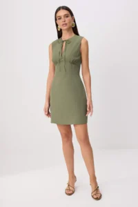 TRENDYOLMİLLA Khaki Plain Short / Mini Weaving Dress