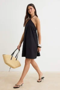 TRENDYOLMİLLA Black Mini Weaving Dress