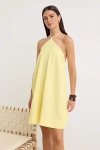 TRENDYOLMİLLA Light Yellow Mini Weaving Dress - Image 2