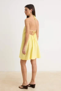 TRENDYOLMİLLA Light Yellow Mini Weaving Dress - Image 4