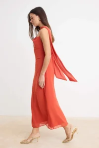 TRENDYOLMİLLA Pomegranate Blossom Siphon Lined Maxi Weaving Dress - Image 2